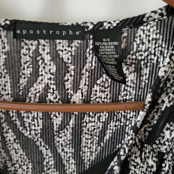 Apostrophe Small Blouse Black White Animal Print decorative buckle stretchy EUC - Picture 8 of 11